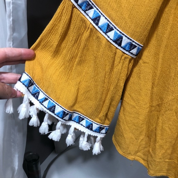 Women’s mustard colored tassel blouse - Picture 4 of 7